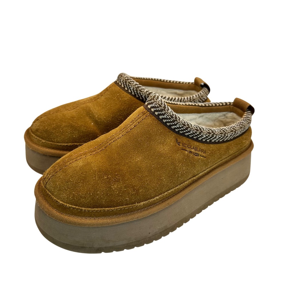 Koolaburra by UGG Burree Platform Slippers Womens 6‎ Chestnut Suede Boho Cozy